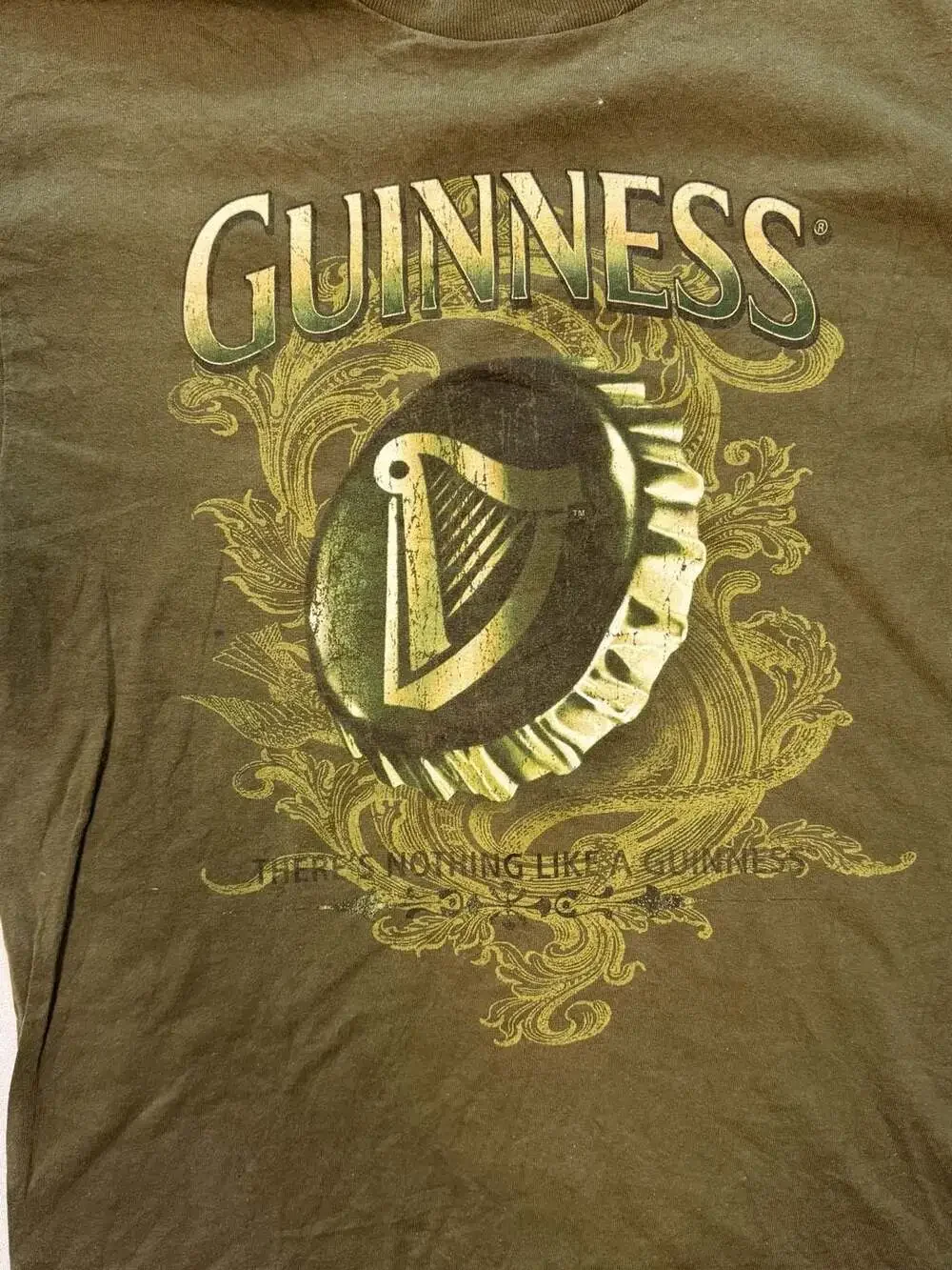 Guinness Official Merchandise Olive Green Bottle Cap Graphic T-Shirt